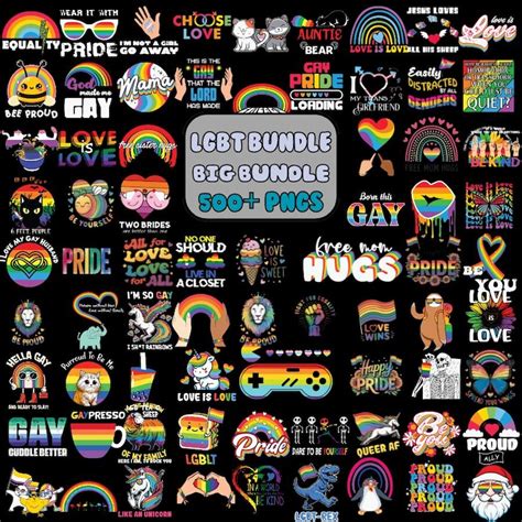 500 LGBT Png Bundle Pride Designs Gay Festival Proud Mom Rainbow Quote Gay Pride LGBT