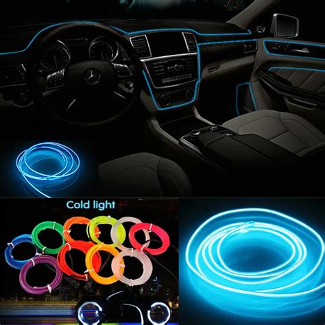 Interior Do Carro Neon Faixa L Mpada Led El Luz Fria Adesivo Para