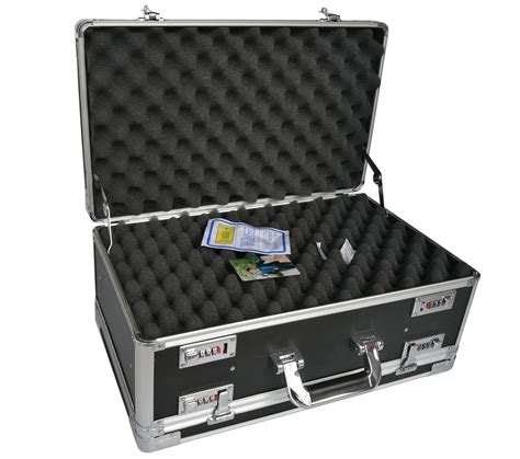 Black Aluminum Hard Case With Foam Insert Lockable Moistureproof For