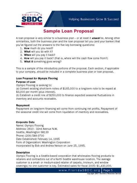 Loan Proposal Sample Loans Banks