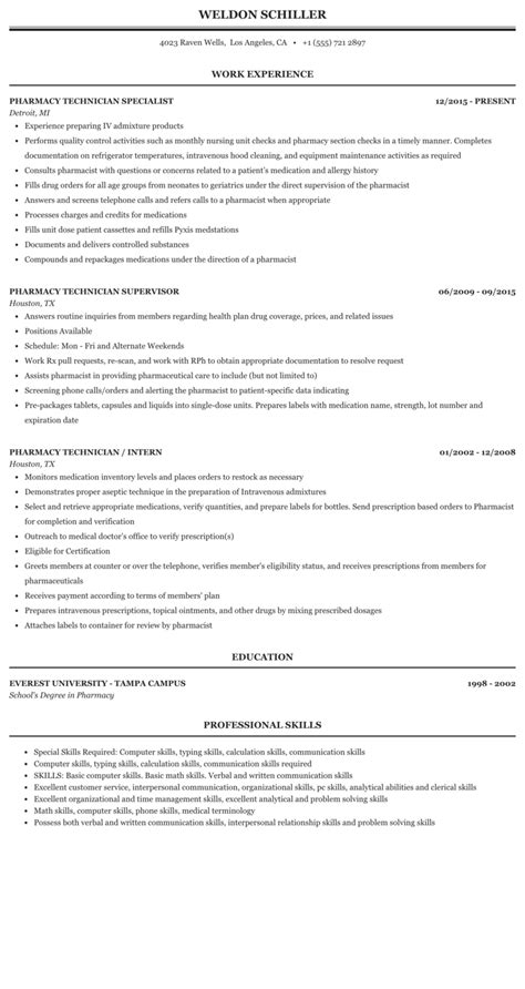 Best 10 Resume Pharmacy Technician Free Samples Examples And Format