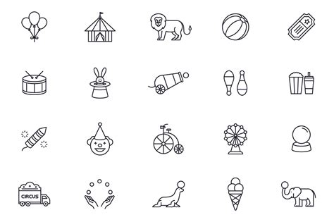 Circus Line Icons