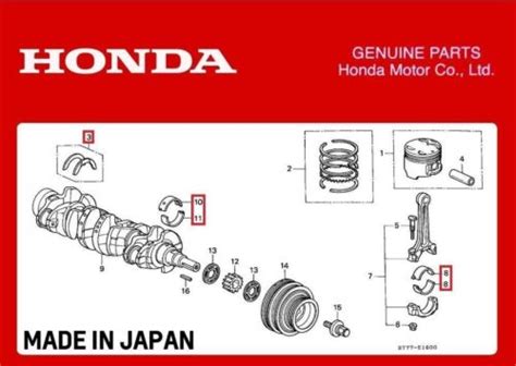 Genuine Honda Engine Bearings Set B Series B16 B18 Eg6 Eg9 Ek4 Ek9 Dc2