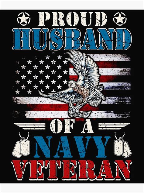 Proud Husband Of A Navy Veteran Poster By Kelvinrice Redbubble