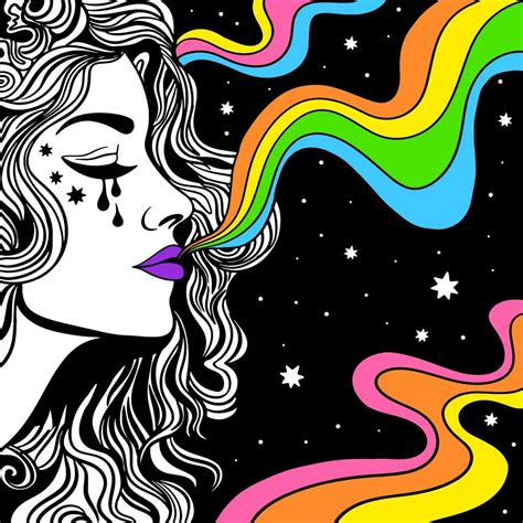 Psychedelic Style Hippy Girl Retro Poster 18807914 Vector Art At Vecteezy