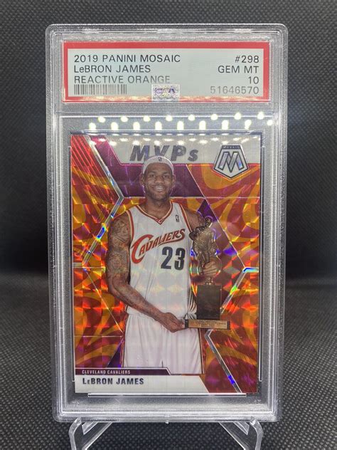 LeBRON JAMES 2019 Panini Mosaic MVPs 298 Reactive Orange Prizm PSA 10