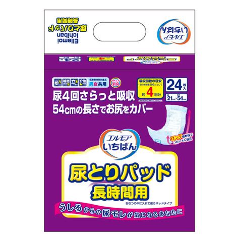 エルモアいちばん 尿とりパッド長時間用 1パック（24枚入） カミ商事 アスクル