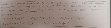 Solved Conside The Differential Equation Y P X Y Q X Y 0