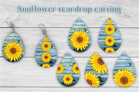 Teardrop Earring Sublimation Sunflower Earring By Svetana Studio