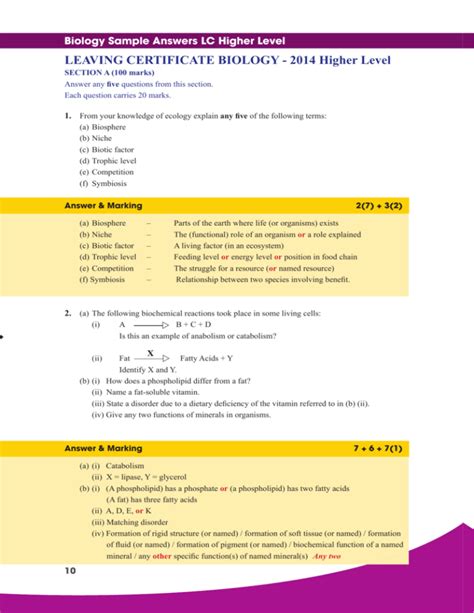 Lc Biology Hl Sample Dd