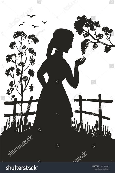 Silhouette Girl Nature Stock Vector (Royalty Free) 1141340201