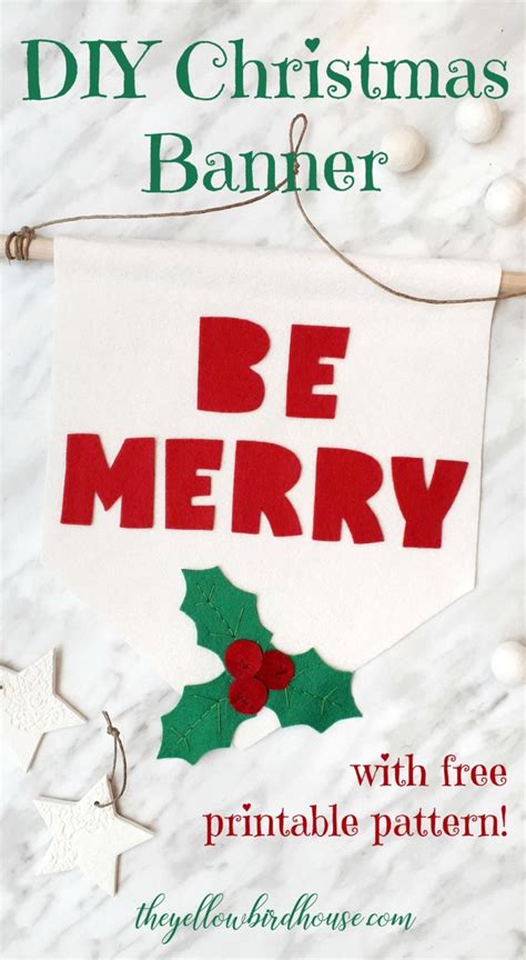 DIY Christmas Banner Be Merry With Free Printable Pattern