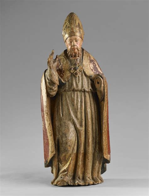 Santo Vescovo In Legno Policromo Scultore Italiano Del Xvi Secolo