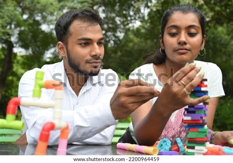 portrait college students   project stock photo