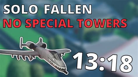 SOLO FALLEN SPEEDRUN WITH NO SPECIAL TOWERS Roblox TDS YouTube