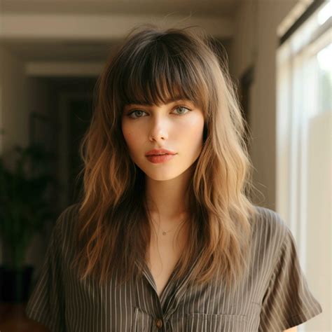 Wispy Bangs With Long Layers And Subtle Highlights 30703166 Stock Photo