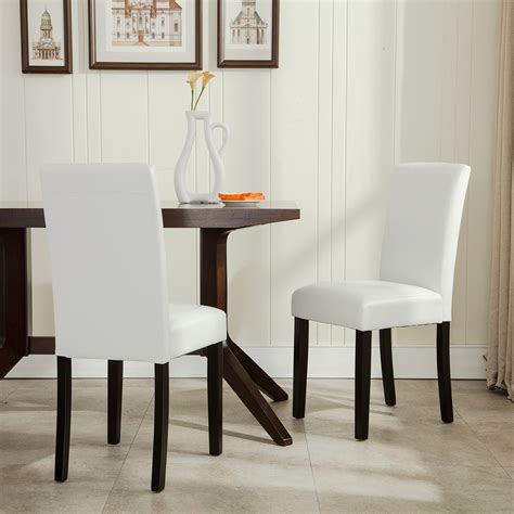 Elegant Modern Parsons Chair Leather Dining Living Room Chairs Seat