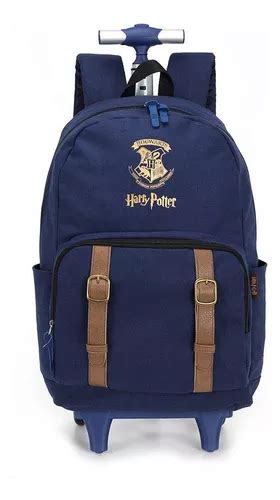 Mochila Escolar Harry Potter Rodinhas Azul X X Cm Frete Gr Tis