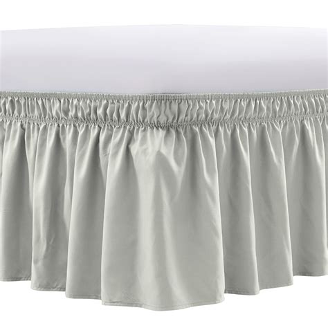 Neween Wrap Around Bed Skirts For Full Beds 15 Inches Drop Silver Grey