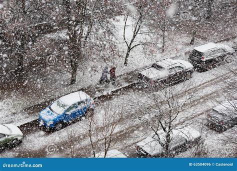 The Snow Covered Street Stock Photo Image Of Tree Snow 63504096