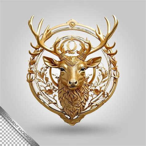 Premium PSD A Deer Head With A Gold Crown On It