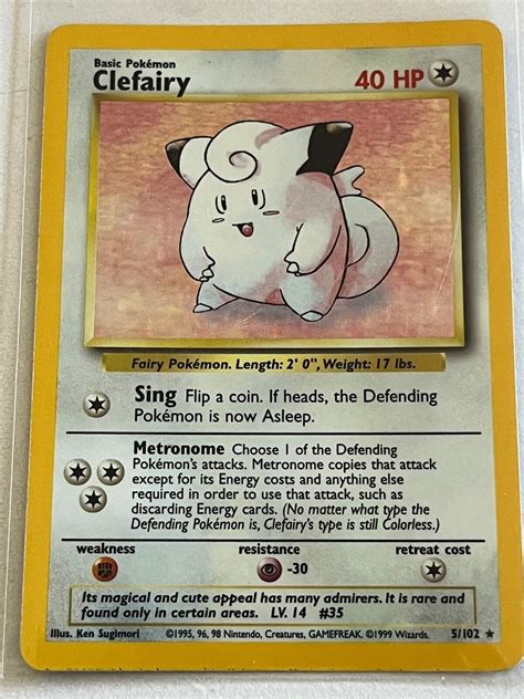 Pok Mon Tcg Clefairy Base Set Holo Unlimited Holo Rare Ebay