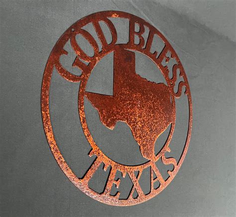 God Bless Texas Sign Rustic Metal Custom Texas Sign Metal Etsy