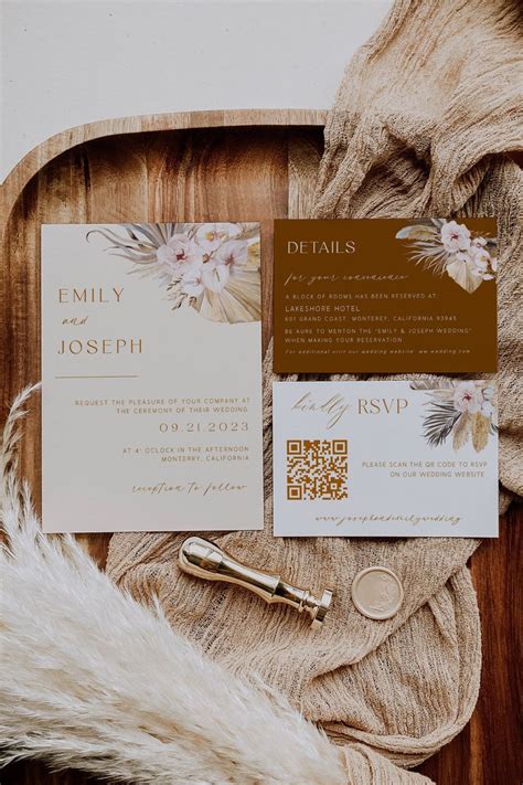 Terracotta Wedding Invitation Suite Boho Wedding Invitation Suite