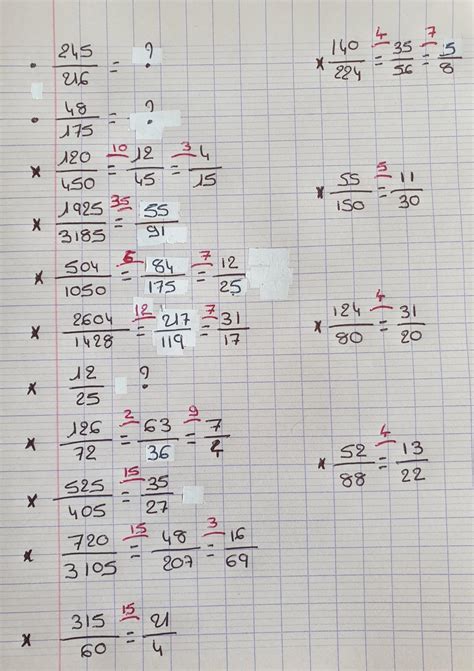 Bonjour Aider Moi Svp Simplifier Les Fractions Suivantes