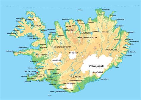 Kort Island Se Bl A Placeringen Af Hovedstaden Reykjavik