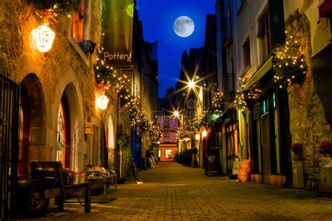 Old Street Decorated With Lights At Night Royalty Free Stock Image ...