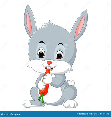 Cartoon Happy Rabbit Eating Carrot Stock Vector - Illustration of ...