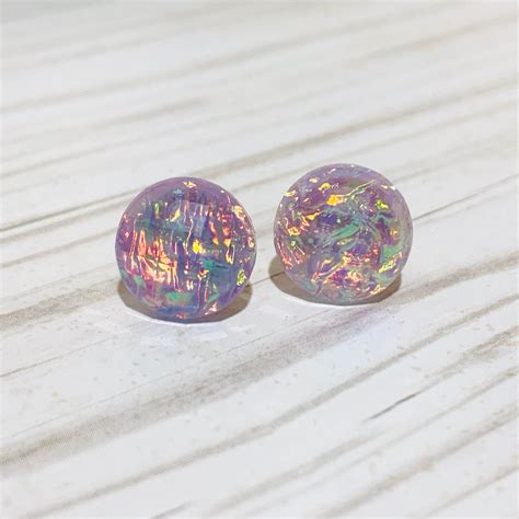 Purple Fire Opal Stud Earrings October Birthstone Jewelry Etsy Opal