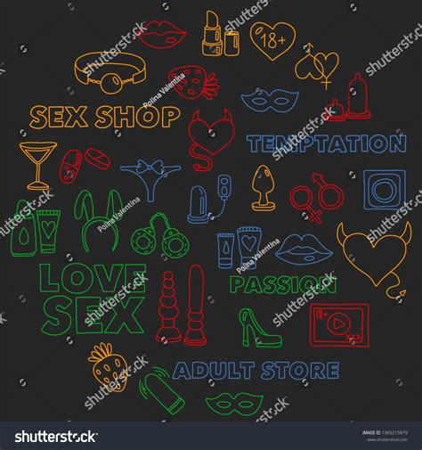 Vector Set Sex Shop Icons Erotic Stock Vector Royalty Free 1365215879