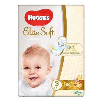 Подгузники Huggies Elite Soft 3 5 9 кг 80 шт pandababy