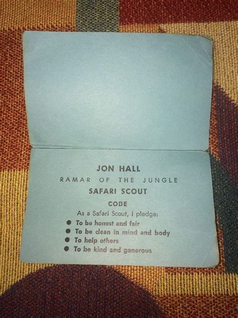 RAMAR OF THE JUNGLE JON HALL SAFARI SCOUTS MEMBERSHIP CARD & GAME ...