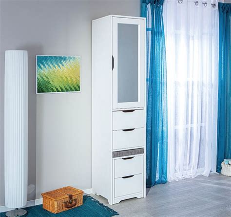 Armoire Combinable Till Porte Tiroirs Pin Massif Vernis Blanc