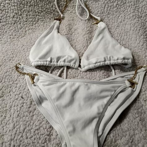 Victoria Secret White Bikini W Gold Hardware Medium Depop