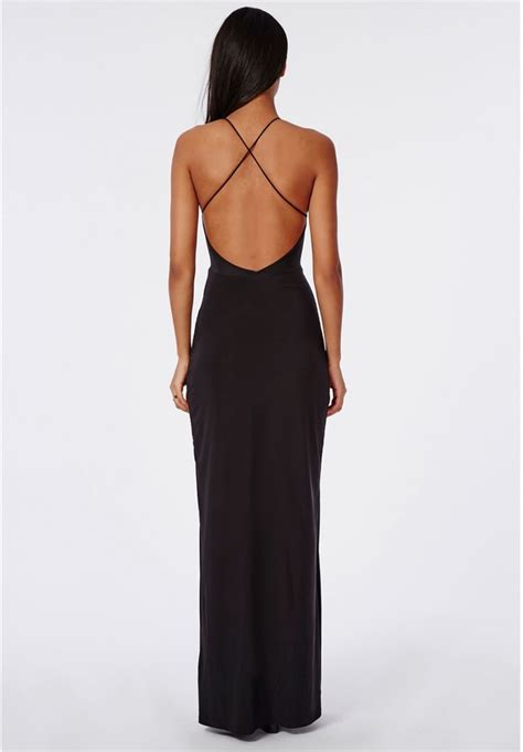 Missguided Slinky Side Split Maxi Dress Black Shopstyle