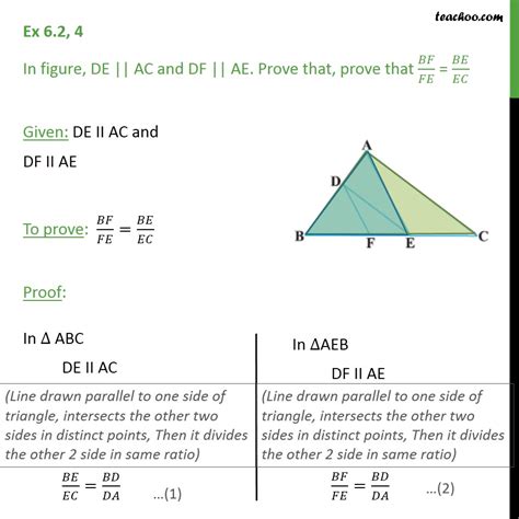 Ex 6 2 4 In Figure DE AC And DF AE Prove That