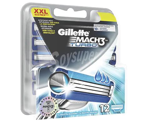 Gillette Mach3 Recambio De Cuchillas Con Tres Hojas Para Maquinilla De