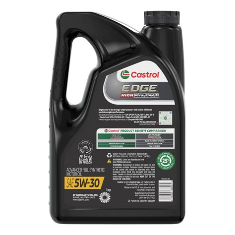 Castrol EDGE High Mileage Full Synthetic Engine Oil 5W 30 5 Quart