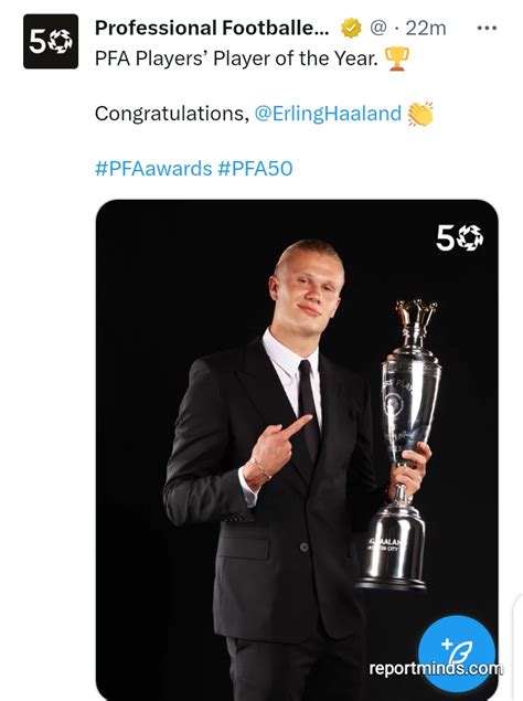 Manchester City S Erling Haaland Wins PFA Player Of Year 2023 Report