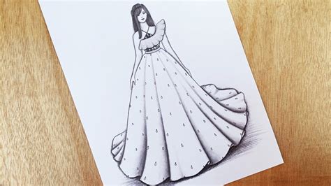 Easy Barbie Doll With Beautiful Dress Pencil Sketch Barbie Drawing