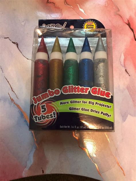 ArtSkills 5 Tubes Jumbo Glitter Glue Red Gold Green Blue Silver