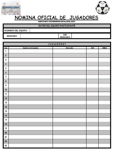 Nomina Oficial Futbol - gfjhghg - Análisis estructural - NOMINA OFICIAL