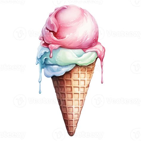 Watercolor Cute Icecream Ai Generative 26793116 Png