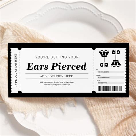 Ear Piercing Gift Certificate Voucher Invitation Zazzle Ear