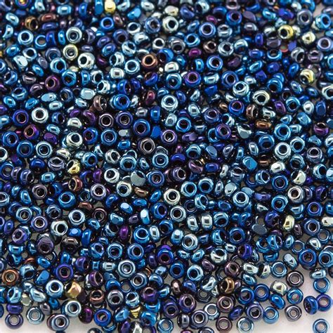 Preciosa Czech Glass Charlotte Seed Bead Size 15 0 Aqua Blue Titan Coated Metallic • Boundless