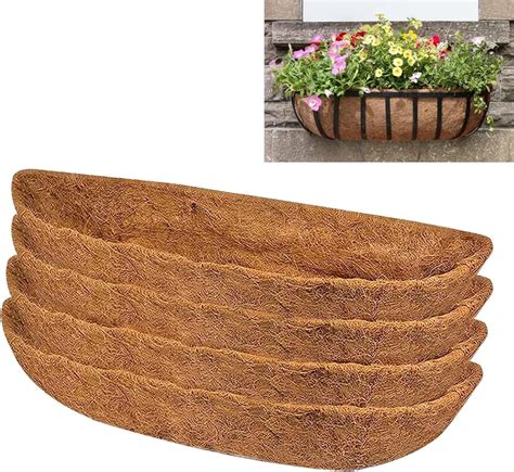 4pcs Trough Coconut Liners For Planters 24303648 Inch Coco Coir Fiber Replacement Liner